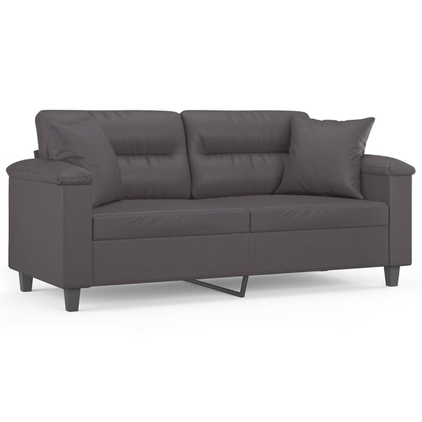 Graues 2-Sitzer Sofa Kunstleder 140cm