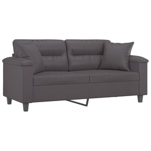 Graues 2-Sitzer Sofa Kunstleder 140cm