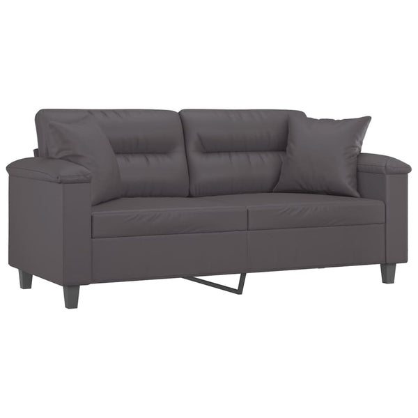 Graues 2-Sitzer Sofa Kunstleder 140cm