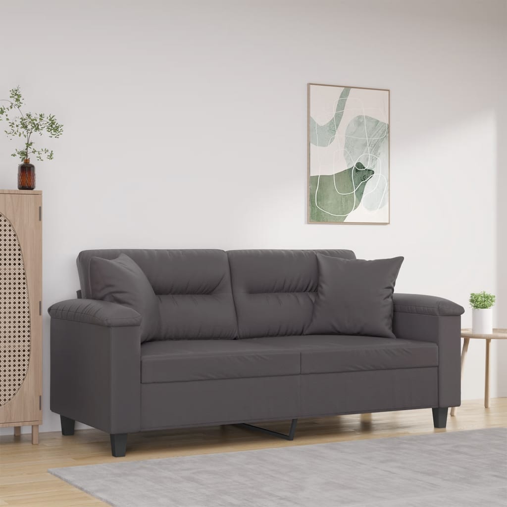 Graues 2-Sitzer Sofa Kunstleder 140cm