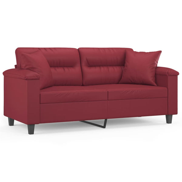 Weinrotes 2-Sitzer Sofa Kunstleder 140cm