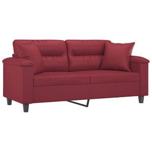 Weinrotes 2-Sitzer Sofa Kunstleder 140cm