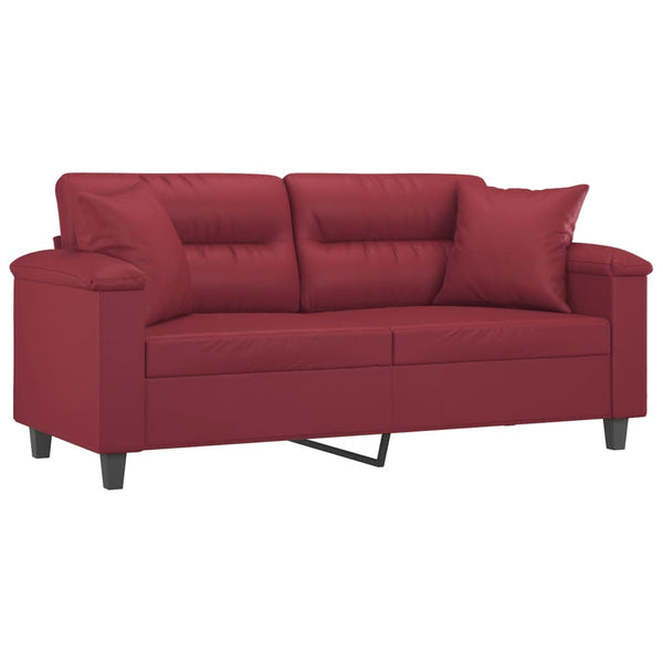 Weinrotes 2-Sitzer Sofa Kunstleder 140cm