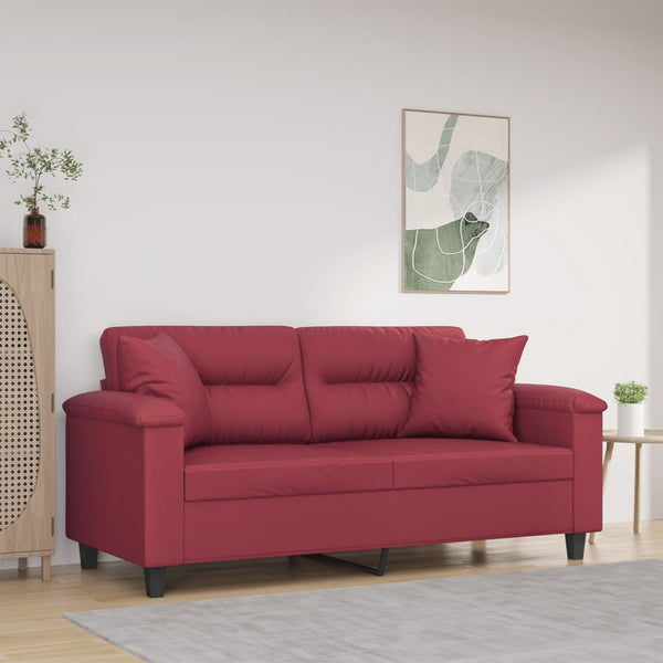 Weinrotes 2-Sitzer Sofa Kunstleder 140cm