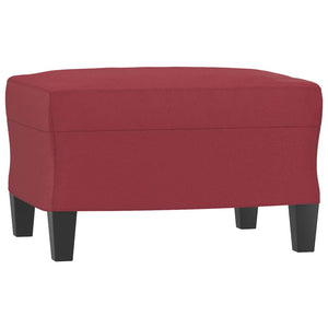 3-Sitzer Sofa mit Hocker Weinrot Kunstleder 180cm