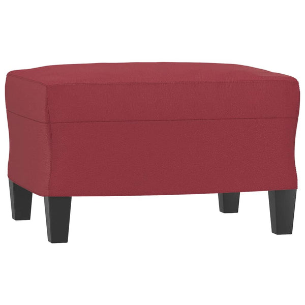 3-Sitzer Sofa mit Hocker Weinrot Kunstleder 180cm