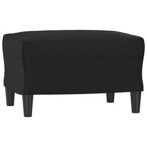 3-Sitzer Sofa mit Hocker Schwarz Kunstleder 180cm