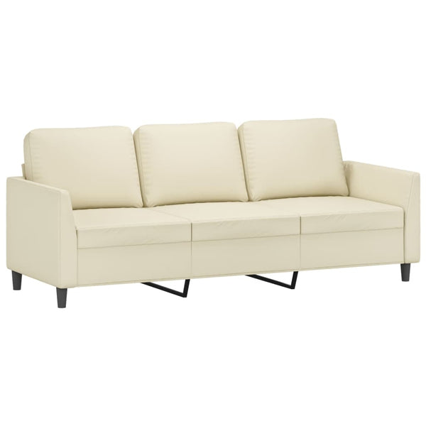 vidaXL Canapé 3 places avec pouf crème 180 cm similicuir