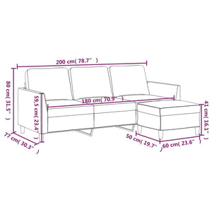 vidaXL Canapé 3 places avec pouf crème 180 cm similicuir