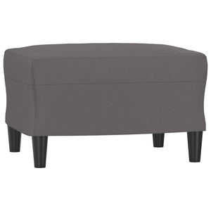 3-Sitzer Sofa mit Hocker Grau Kunstleder 180 cm