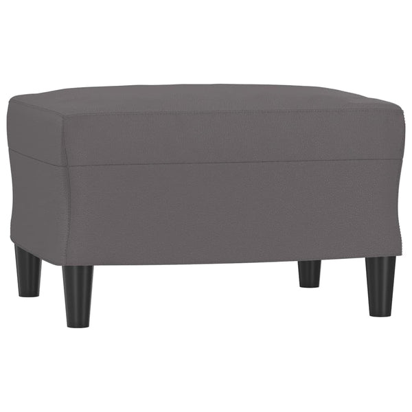 3-Sitzer Sofa mit Hocker Grau Kunstleder 180 cm
