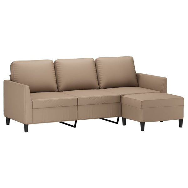 3-Sitzer Sofa mit Hocker Cappuccino-Braun Kunstleder