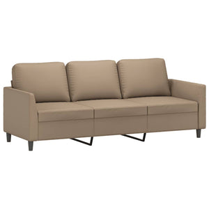 3-Sitzer Sofa mit Hocker Cappuccino-Braun Kunstleder