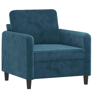 Blauer Samt Sessel mit Hocker 60cm