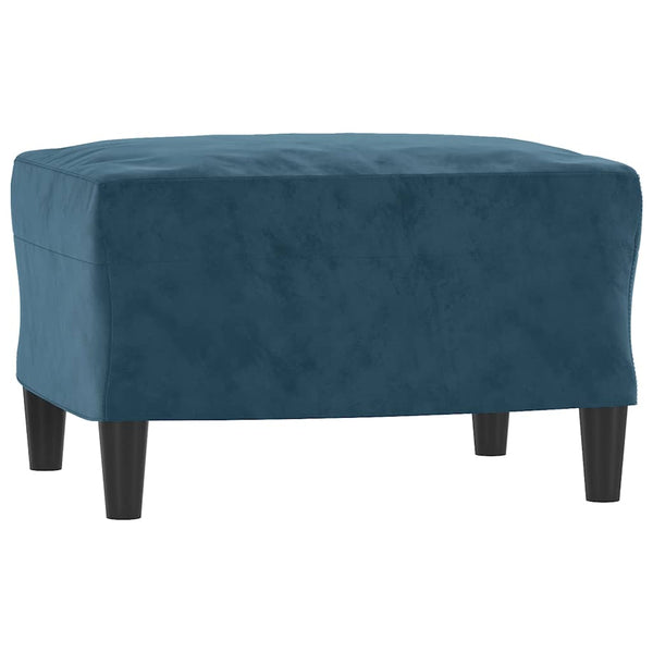 Blauer Samt Sessel mit Hocker 60cm