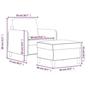 Blauer Samt Sessel mit Hocker 60cm