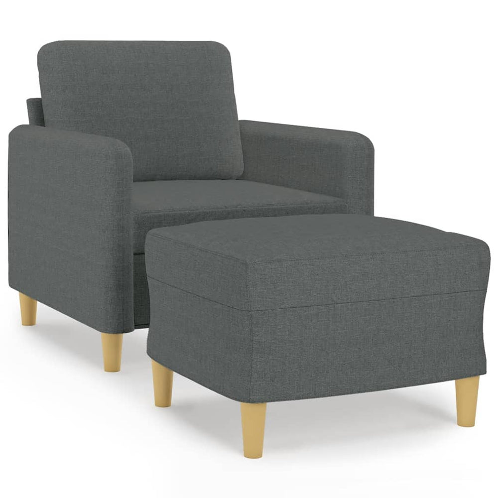 Sessel mit Hocker Dunkelgrau Stoff