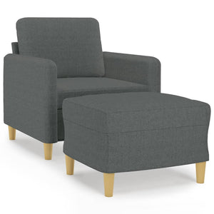Sessel mit Hocker Dunkelgrau Stoff