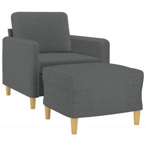 Sessel mit Hocker Dunkelgrau Stoff