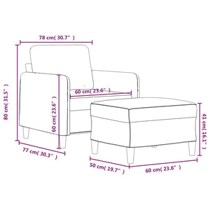 Sessel mit Hocker Dunkelgrau Stoff
