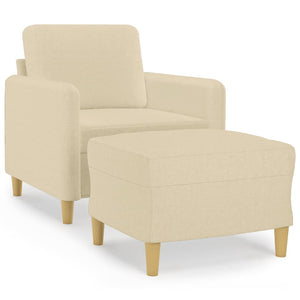 Sessel mit Hocker Creme Stoff 60 cm