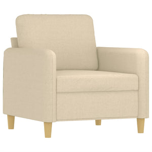 Sessel mit Hocker Creme Stoff 60 cm
