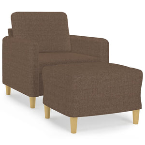 Sessel mit Hocker Braun Stoff 60 cm