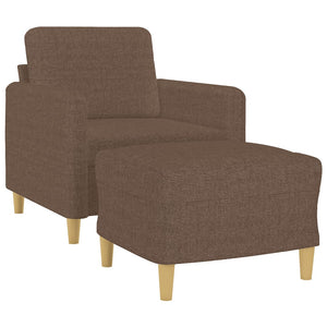 Sessel mit Hocker Braun Stoff 60 cm