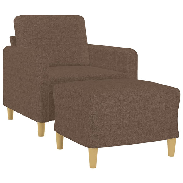 Sessel mit Hocker Braun Stoff 60 cm