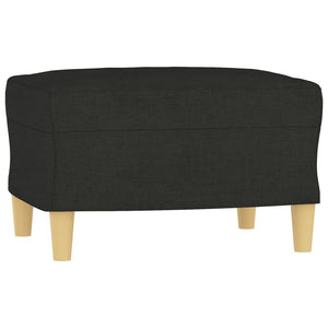 Schwarzer Sessel mit Hocker, Stoff, 60 cm