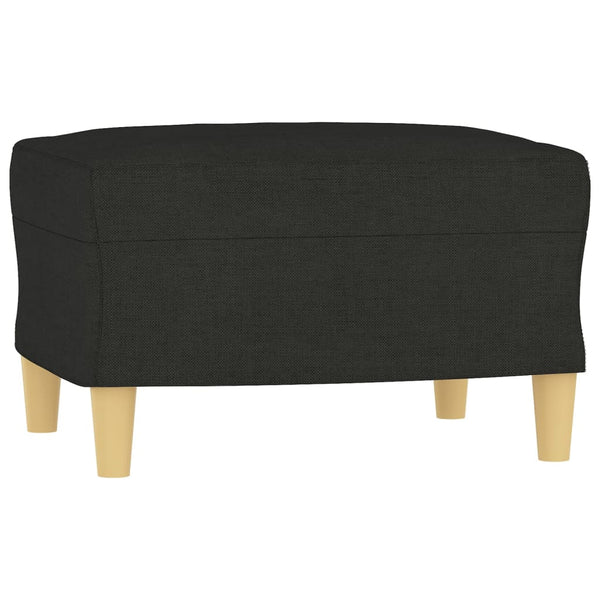 Schwarzer Sessel mit Hocker, Stoff, 60 cm