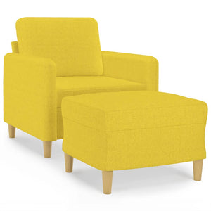 Hellgelber Sessel mit Hocker