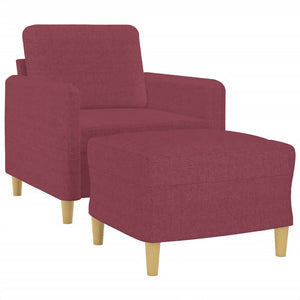 vidaXL Fauteuil avec tabouret Rouge bordeaux 60 cm Tissu