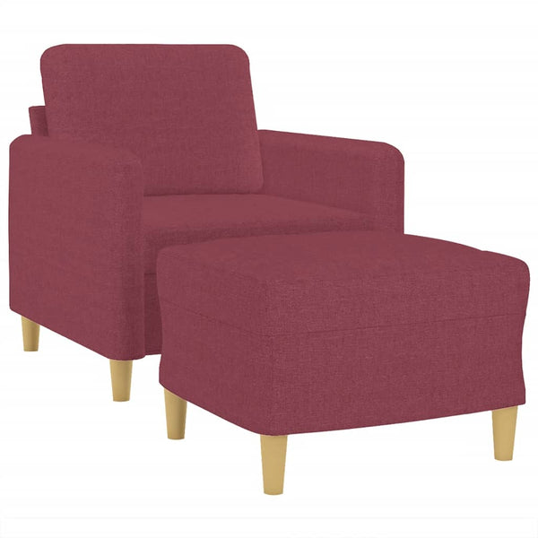 vidaXL Fauteuil avec tabouret Rouge bordeaux 60 cm Tissu