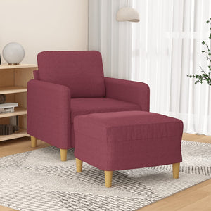 vidaXL Fauteuil avec tabouret Rouge bordeaux 60 cm Tissu