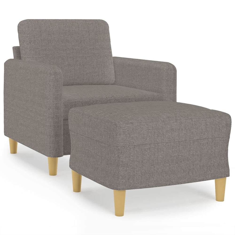 Sessel mit Hocker Taupe Stoff 60 cm