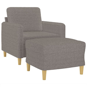 Sessel mit Hocker Taupe Stoff 60 cm
