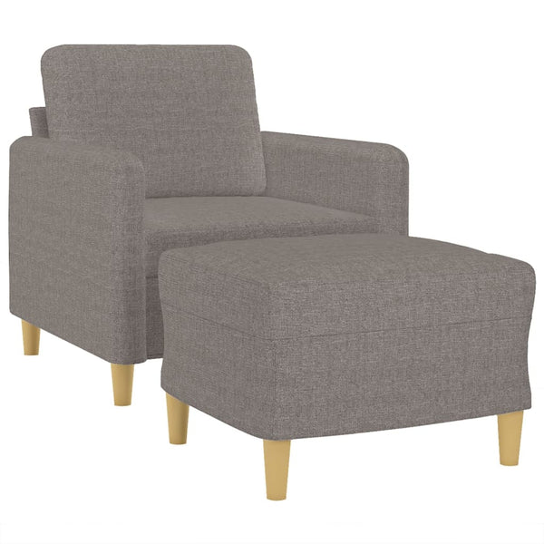 Sessel mit Hocker Taupe Stoff 60 cm
