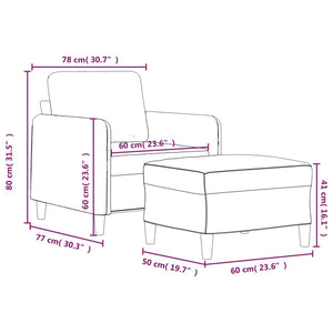 Sessel mit Hocker Taupe Stoff 60 cm