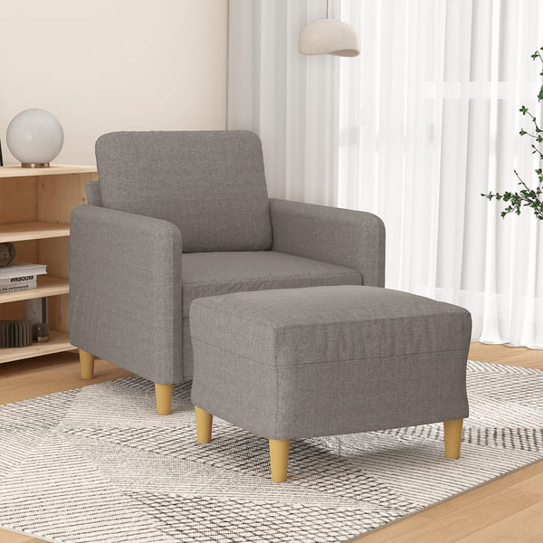 Sessel mit Hocker Taupe Stoff 60 cm