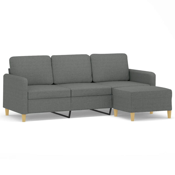 3-Sitzer Sofa mit Hocker Dunkelgrau