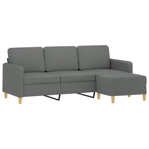 3-Sitzer Sofa mit Hocker Dunkelgrau
