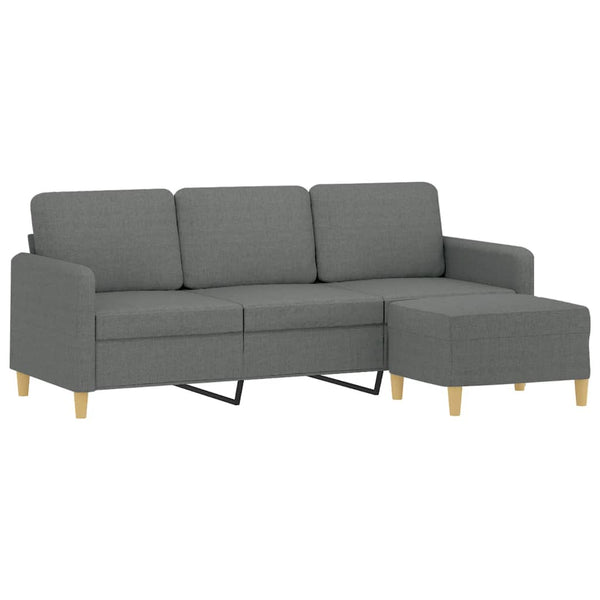 3-Sitzer Sofa mit Hocker Dunkelgrau