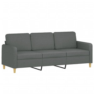 3-Sitzer Sofa mit Hocker Dunkelgrau