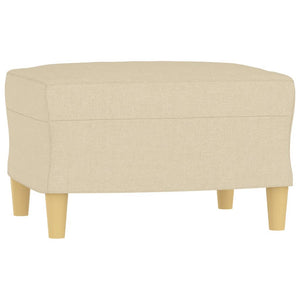 3-Sitzer Sofa mit Hocker Creme Stoff