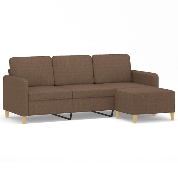 3-Sitzer Sofa mit Hocker Braun 180 cm