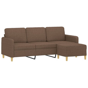 3-Sitzer Sofa mit Hocker Braun 180 cm