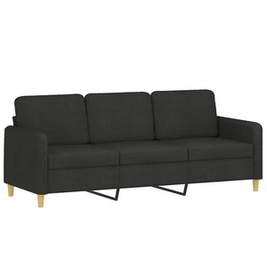 3-Sitzer Sofa mit Hocker Schwarz
