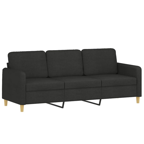 3-Sitzer Sofa mit Hocker Schwarz