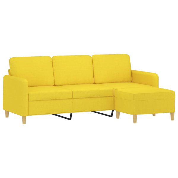 3-Sitzer Stoffsofa mit Hocker, Hellgelb